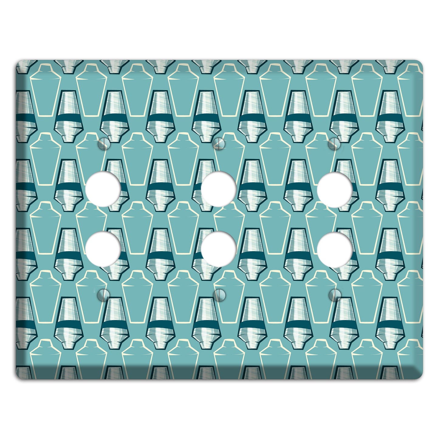 Cocktail Shakers 3 Pushbutton Wallplate
