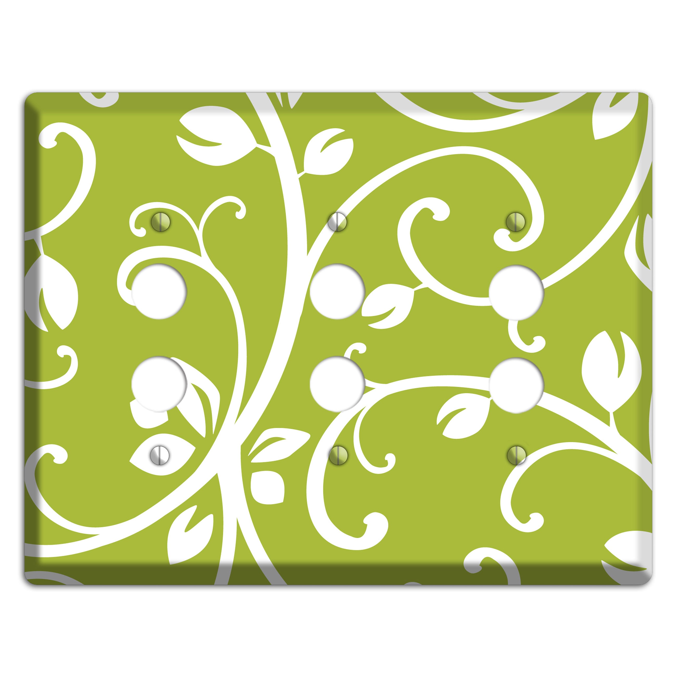 Green Bud Sprig 3 Pushbutton Wallplate