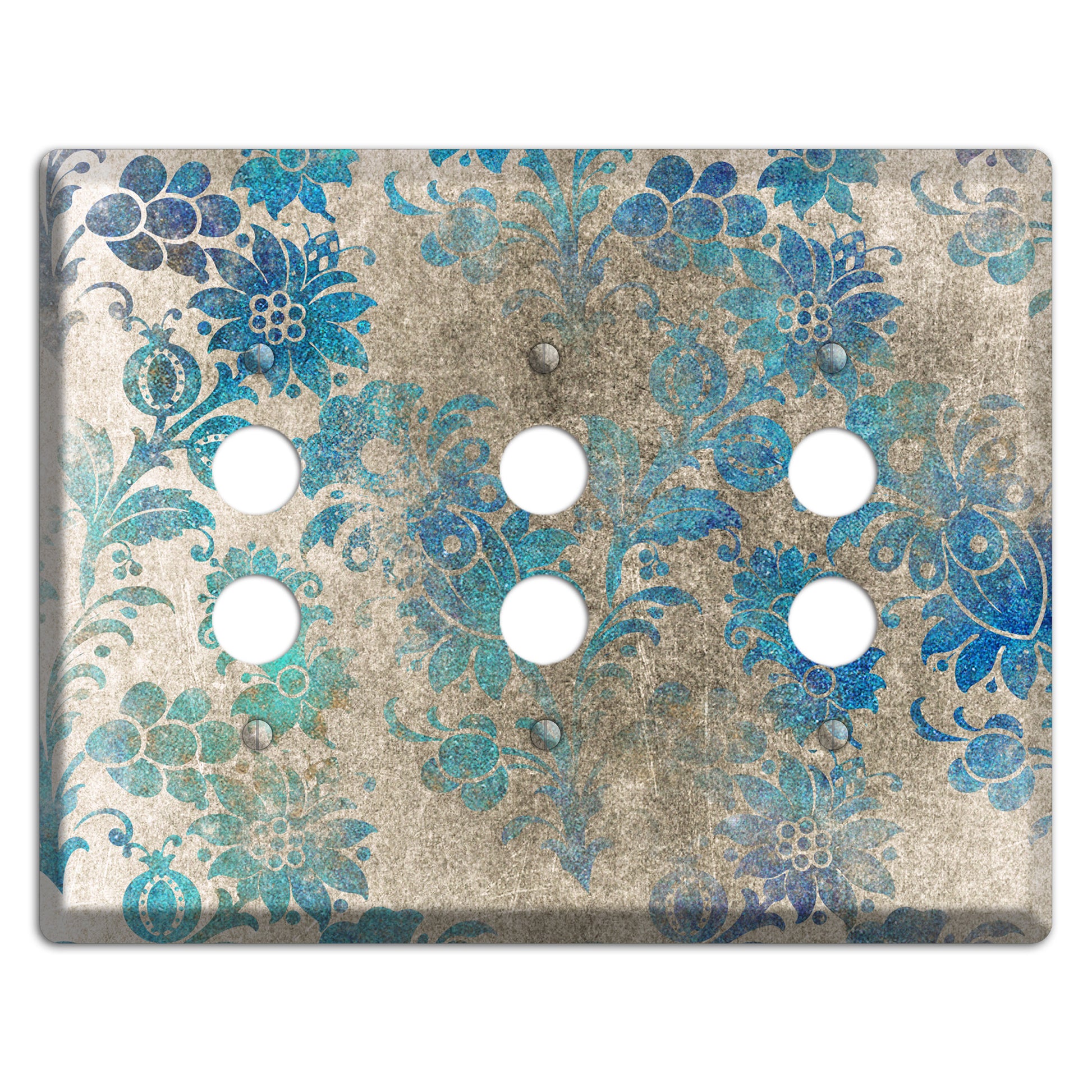 Mantle Whimsical Damask 3 Pushbutton Wallplate