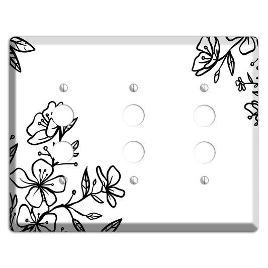 Hand-Drawn Floral 18 3 Pushbutton Wallplate