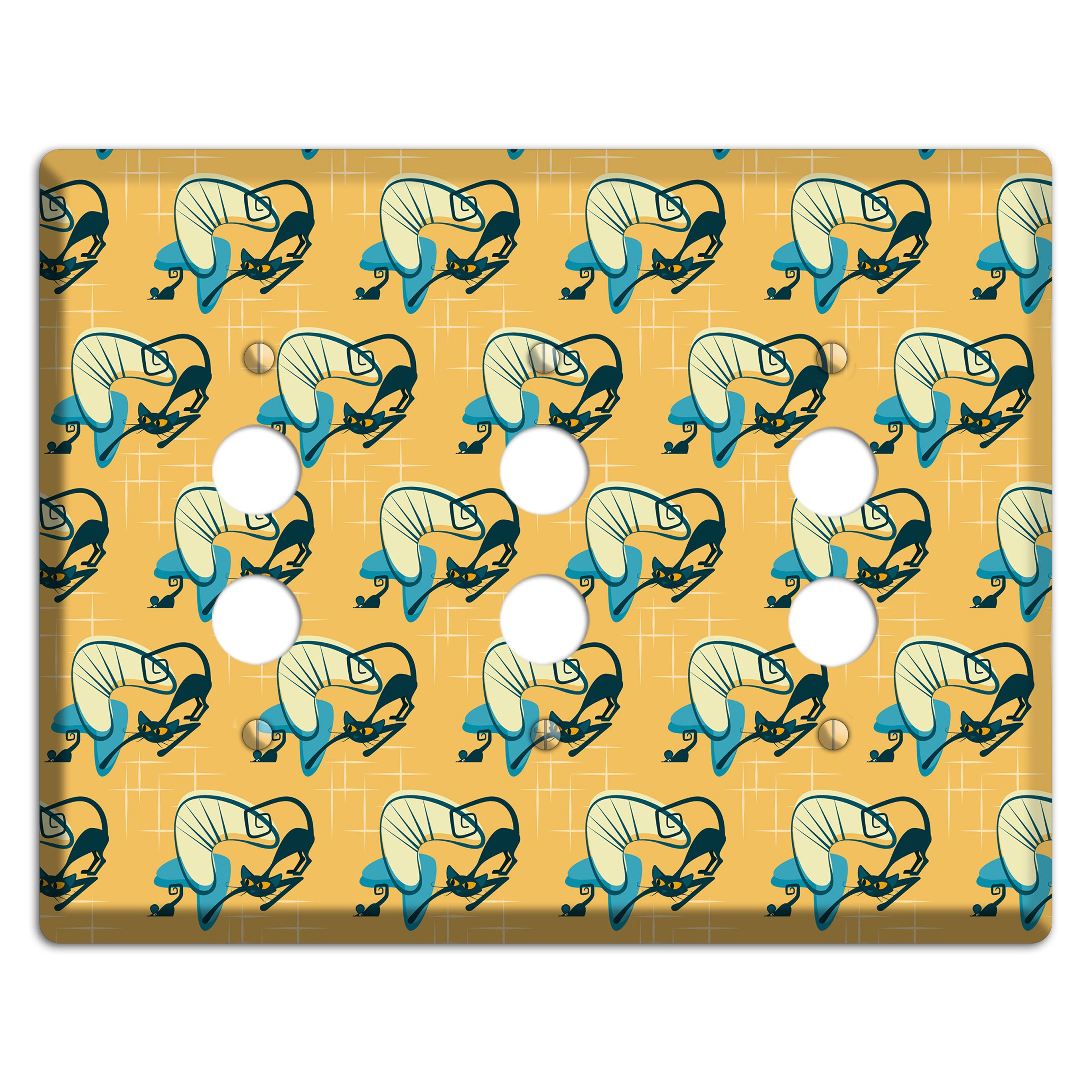 Yellow Kitties 3 Pushbutton Wallplate