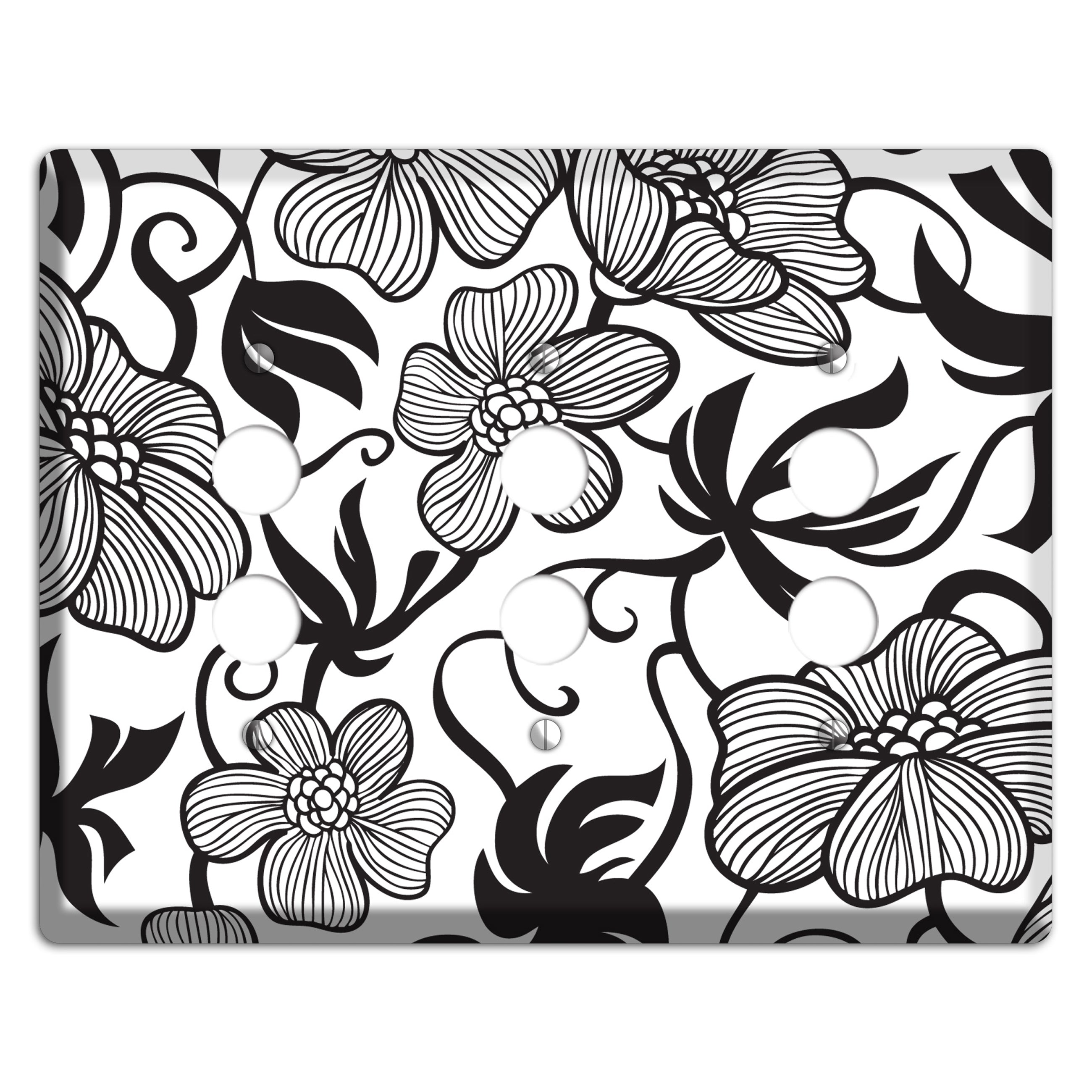 White with Black Tropical 3 Pushbutton Wallplate