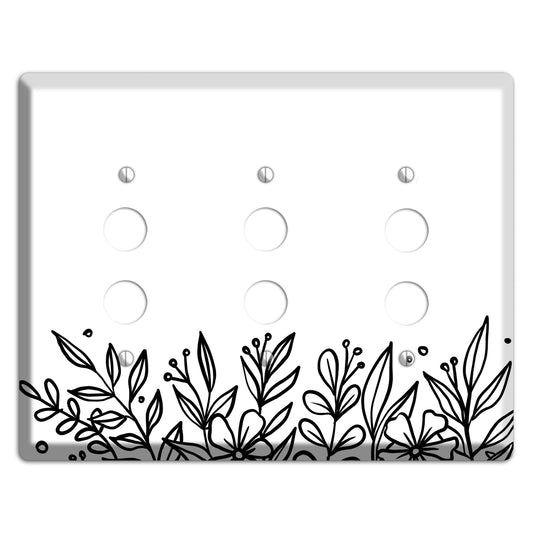 Hand-Drawn Floral 11 3 Pushbutton Wallplate