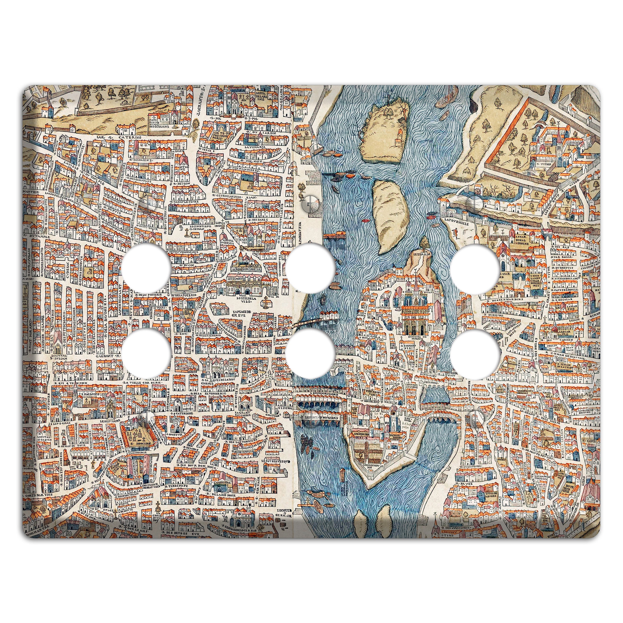 Aerial View 3 Pushbutton Wallplate