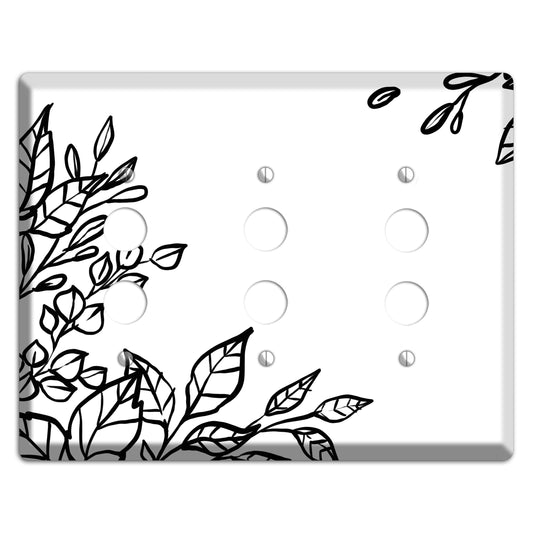 Hand-Drawn Floral 19 3 Pushbutton Wallplate