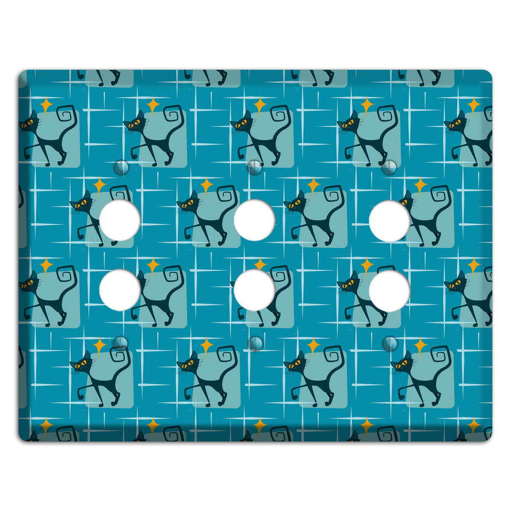 Teal Kitties 3 Pushbutton Wallplate