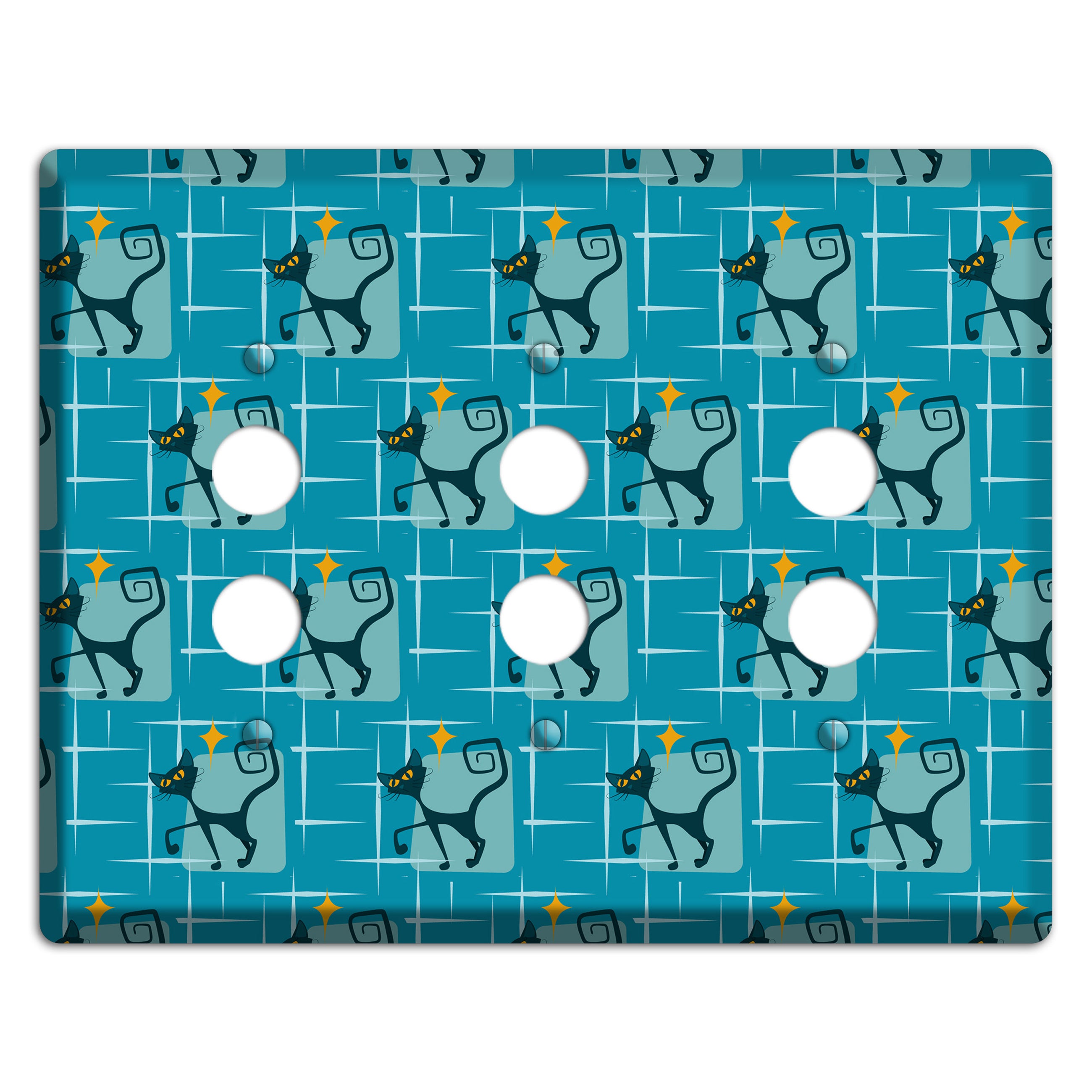 Teal Kitties 3 Pushbutton Wallplate