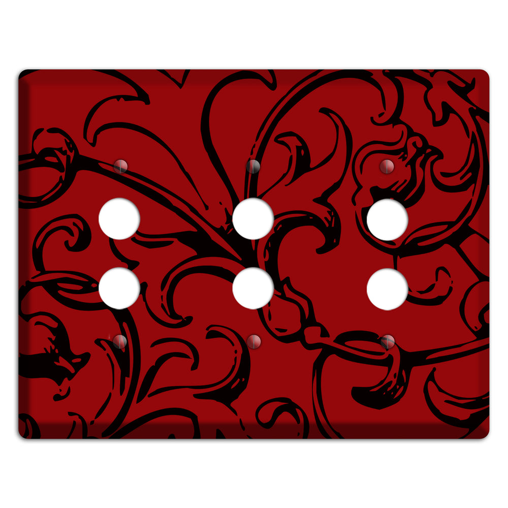 Victorian Red 3 Pushbutton Wallplate