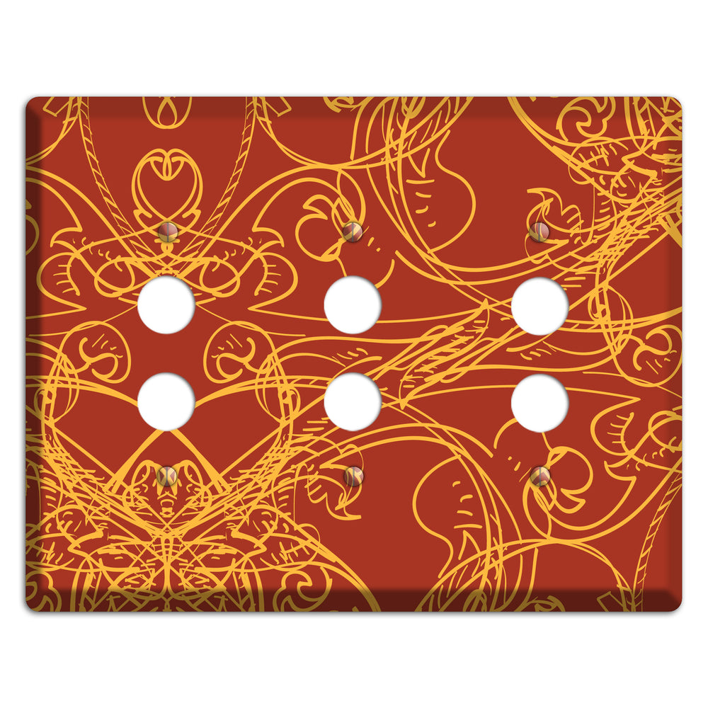 Red Deco Sketch 3 Pushbutton Wallplate