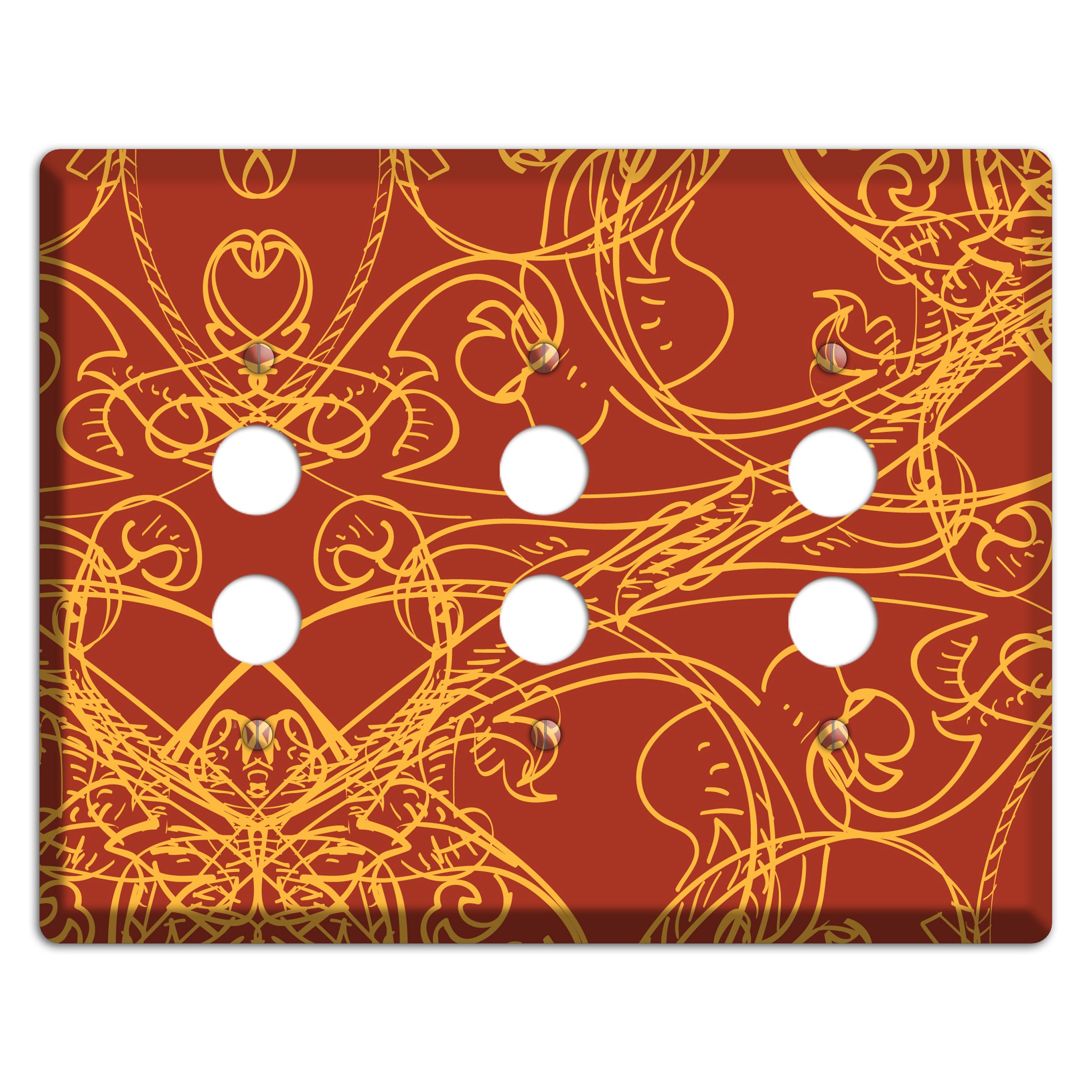 Red Deco Sketch 3 Pushbutton Wallplate