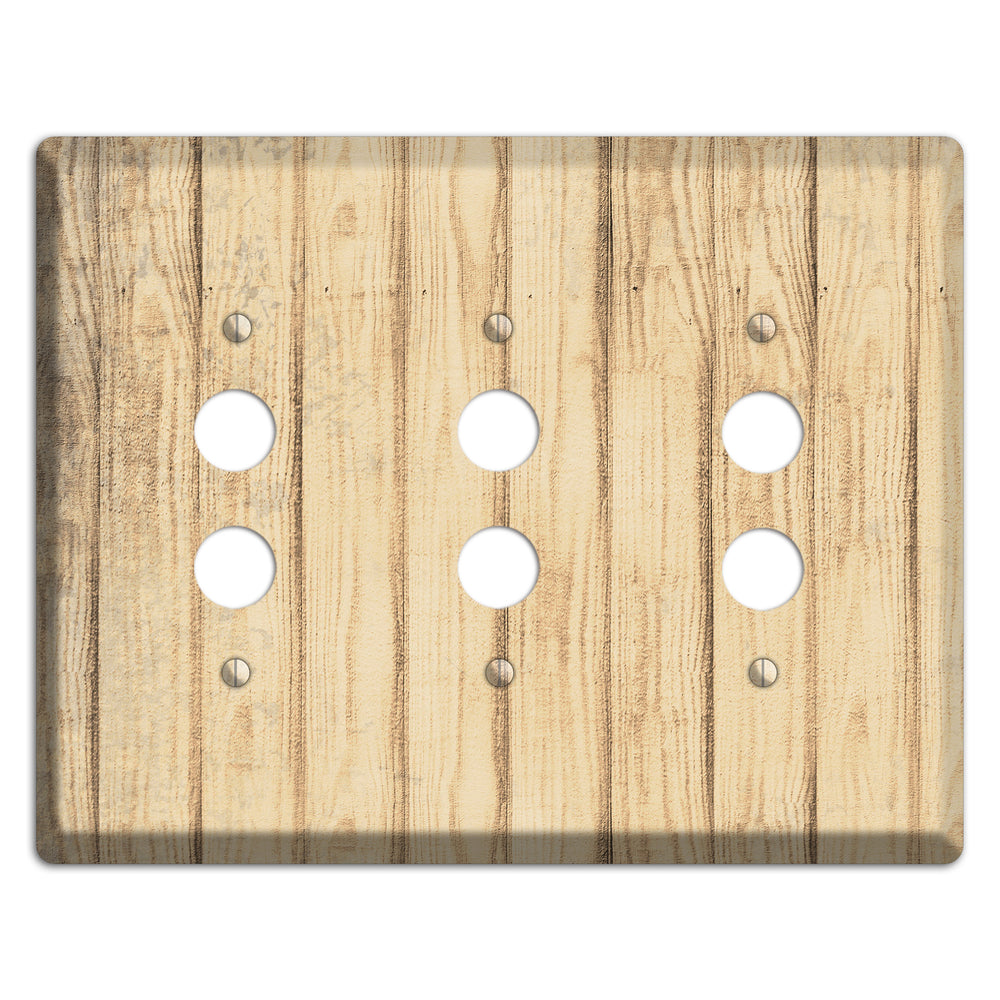 Hampton Weathered Wood 3 Pushbutton Wallplate