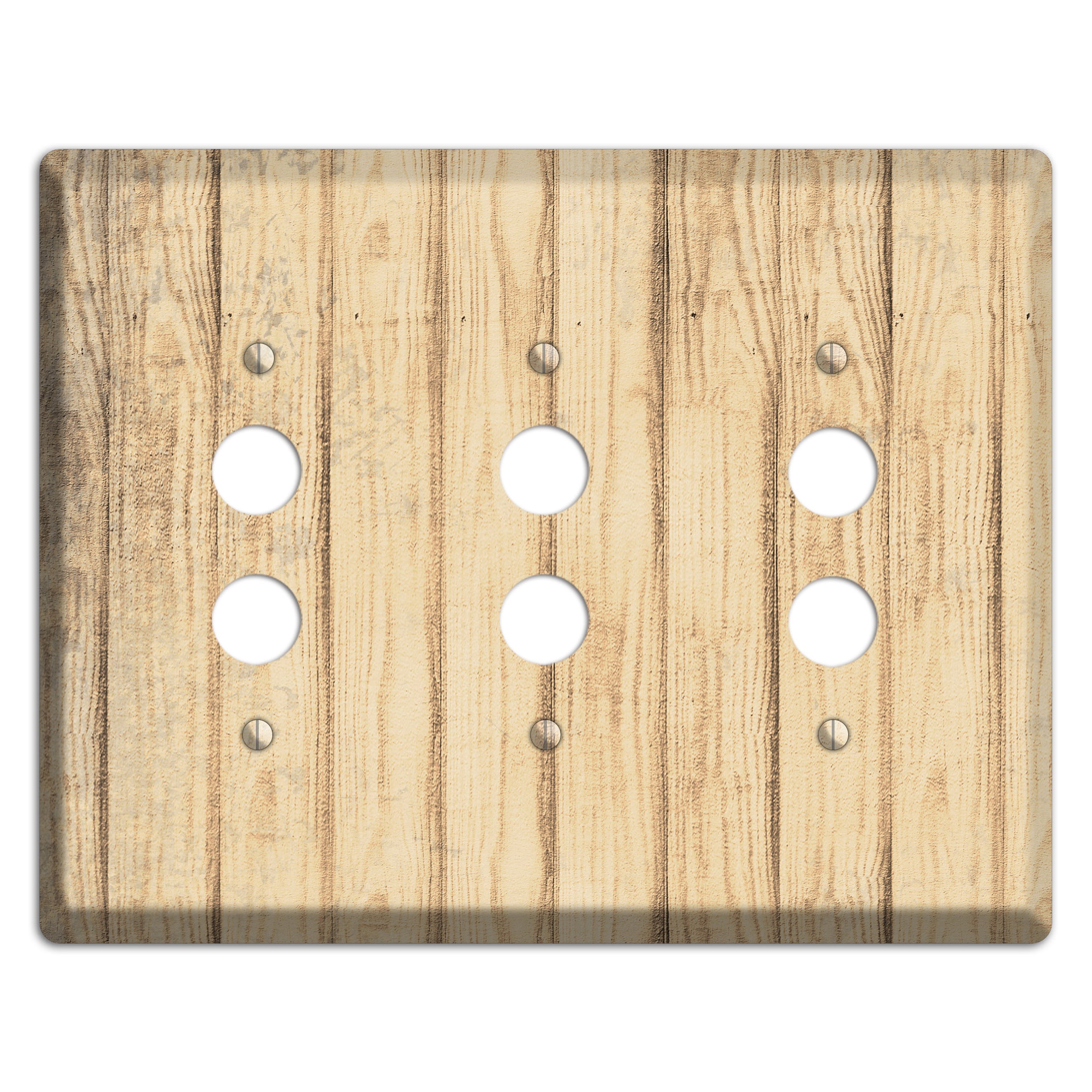 Hampton Weathered Wood 3 Pushbutton Wallplate