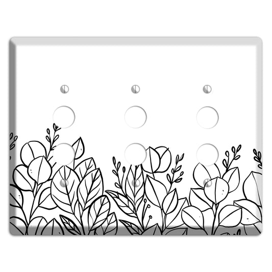 Hand-Drawn Floral 15 3 Pushbutton Wallplate