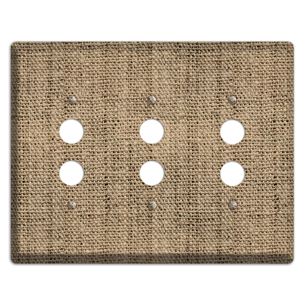 Donkey Brown Burlap 3 Pushbutton Wallplate