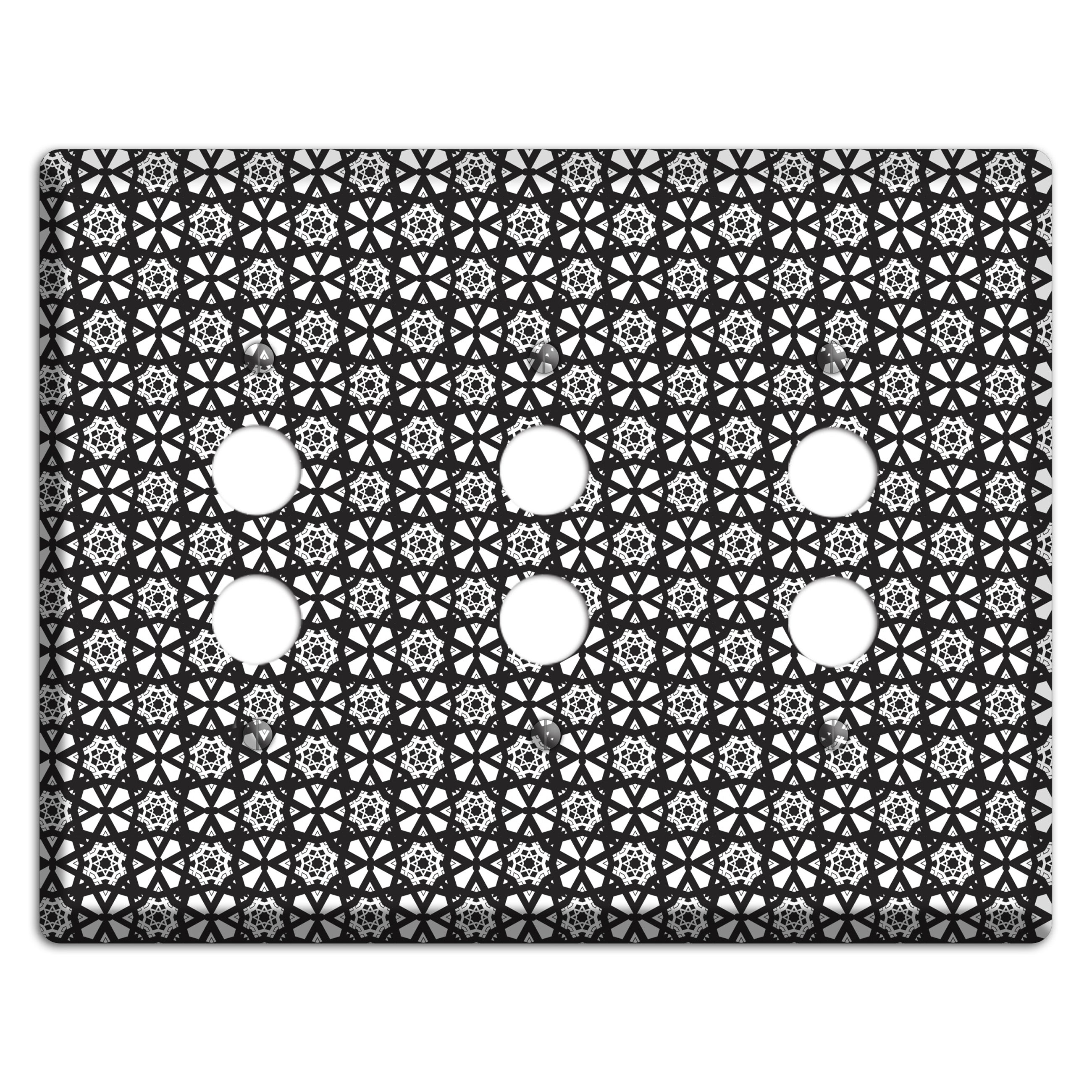 White with Black Arabesque 3 Pushbutton Wallplate