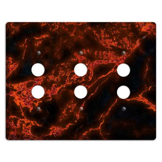 Black and Red Marble 3 Pushbutton Wallplate
