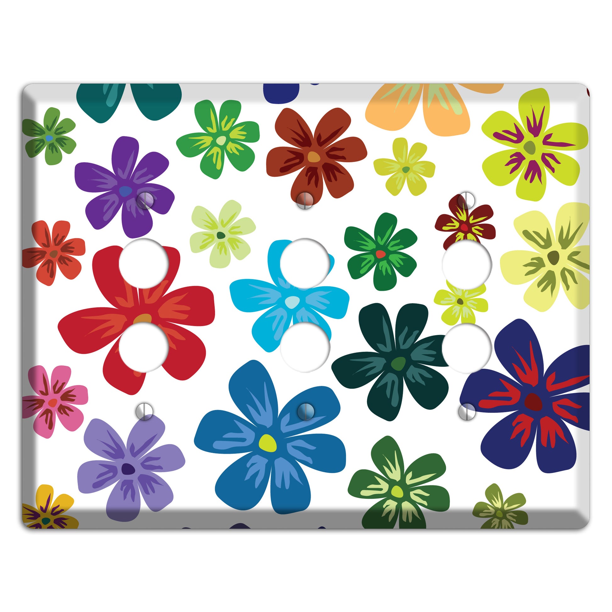 White Flowers 3 Pushbutton Wallplate