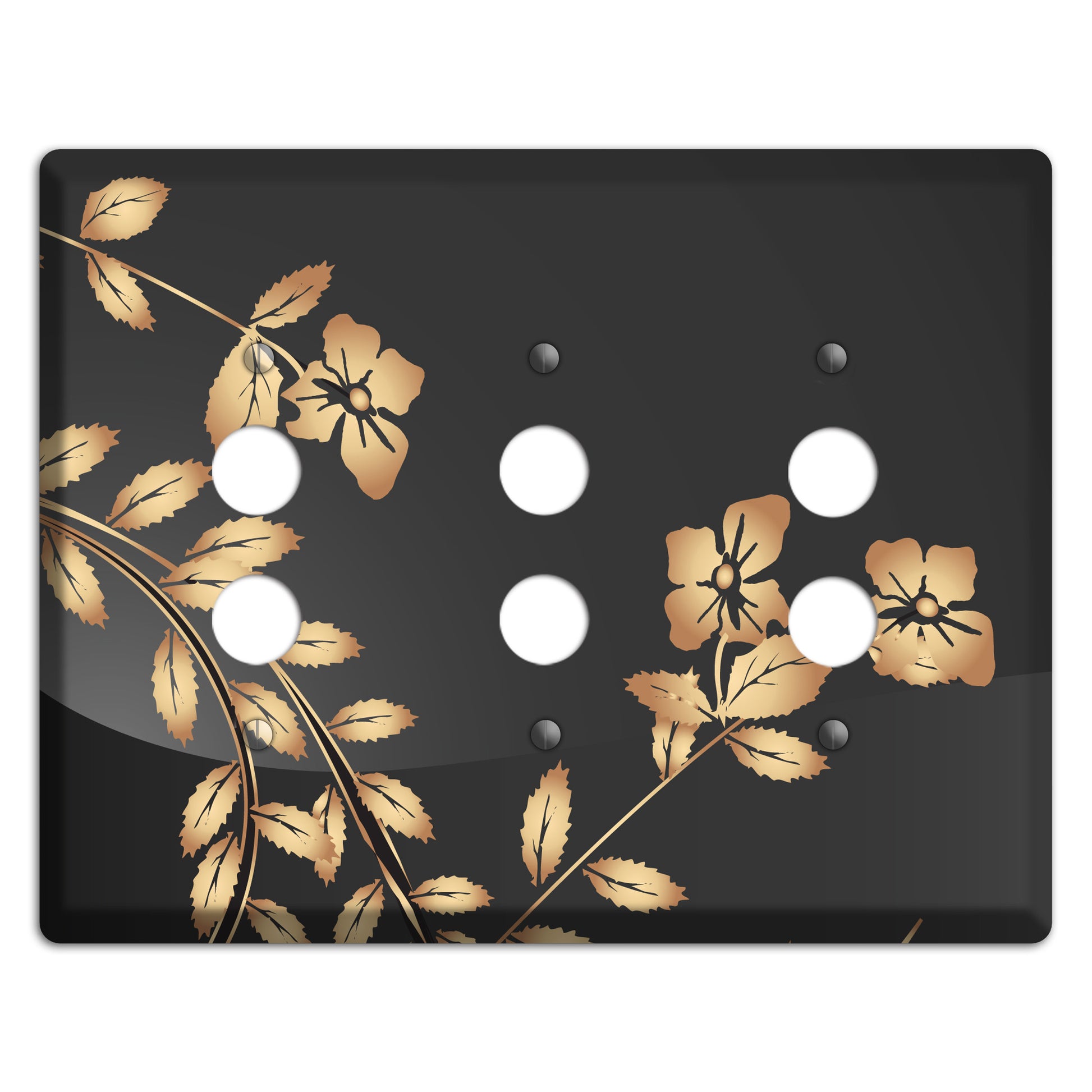 Black Sprig 3 Pushbutton Wallplate