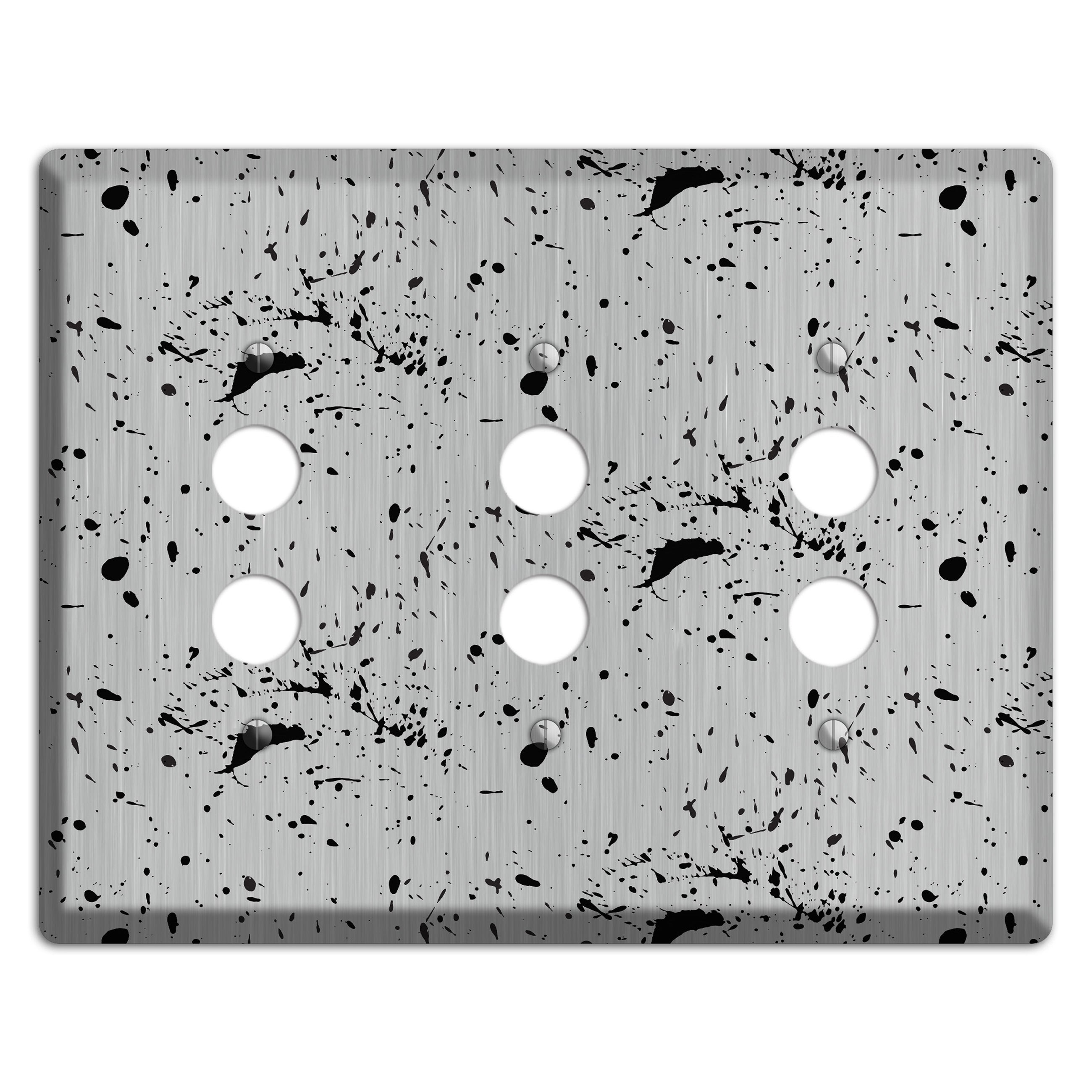 Ink Splash 5 Stainless 3 Pushbutton Wallplate