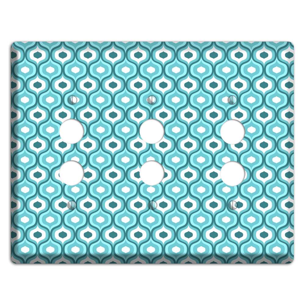 Multi Turquoise Double Scallop 2 3 Pushbutton Wallplate