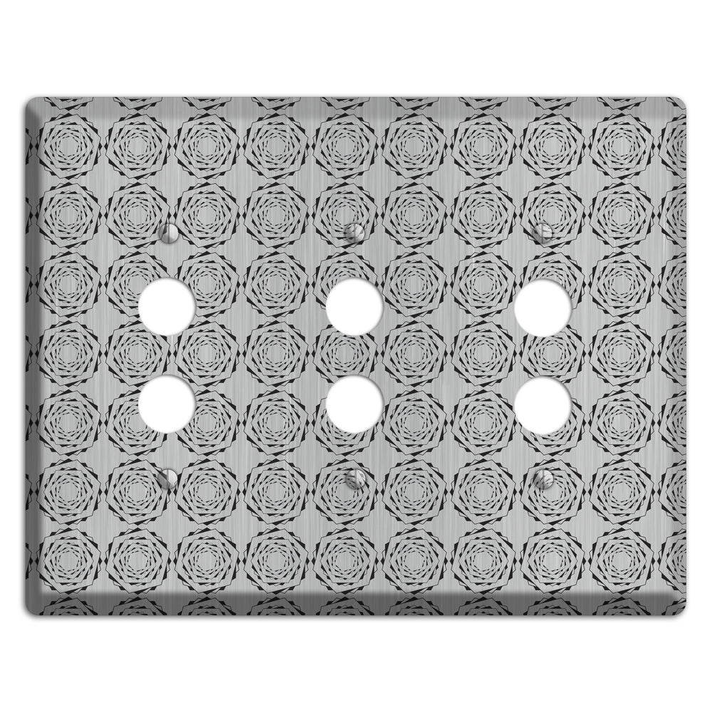 Hexagon Rotation Stainless Steel 3 Pushbutton Wallplate