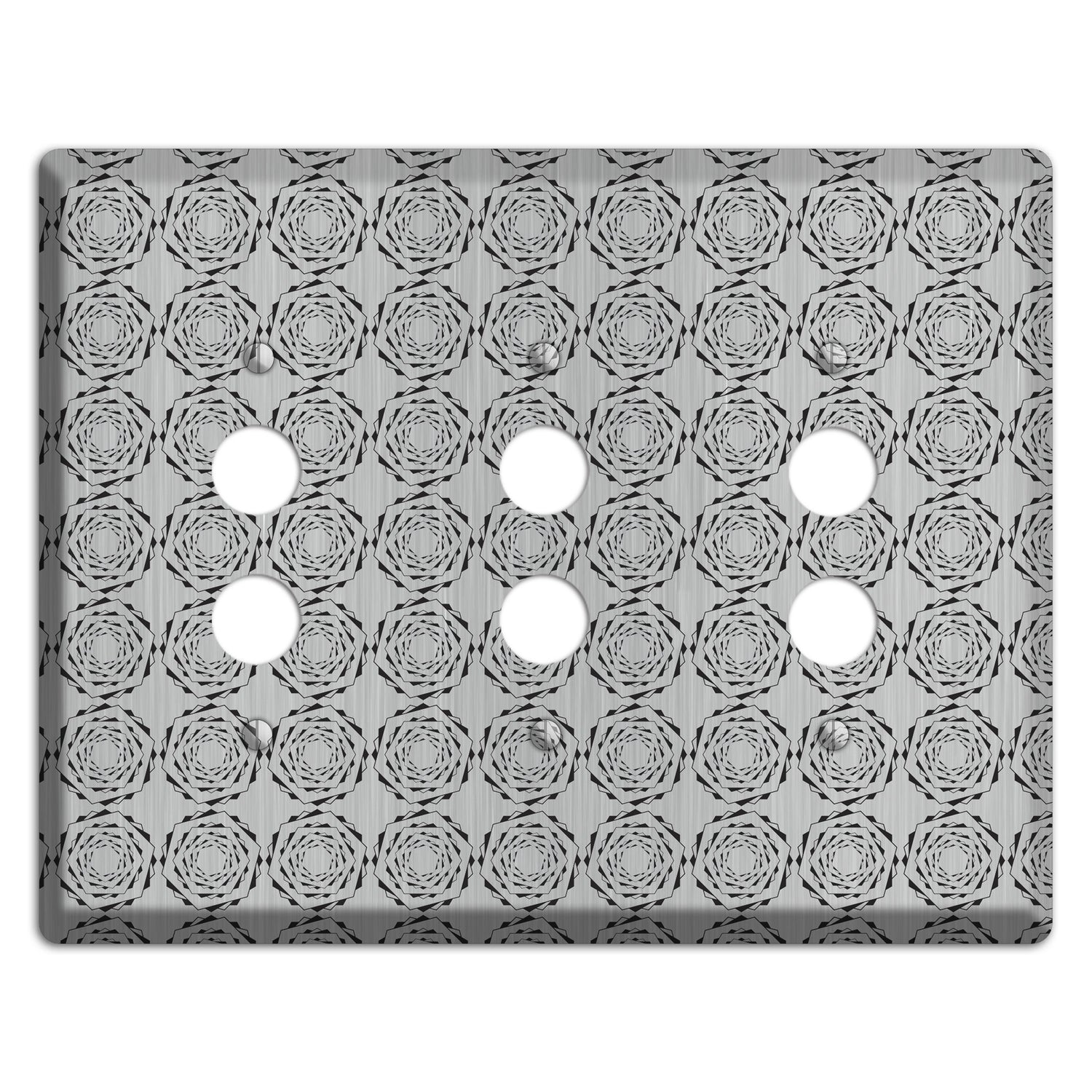 Hexagon Rotation  Stainless 3 Pushbutton Wallplate