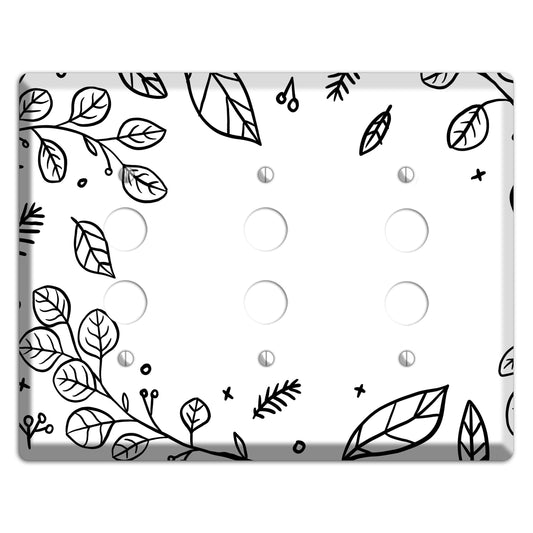 Hand-Drawn Floral 26 3 Pushbutton Wallplate