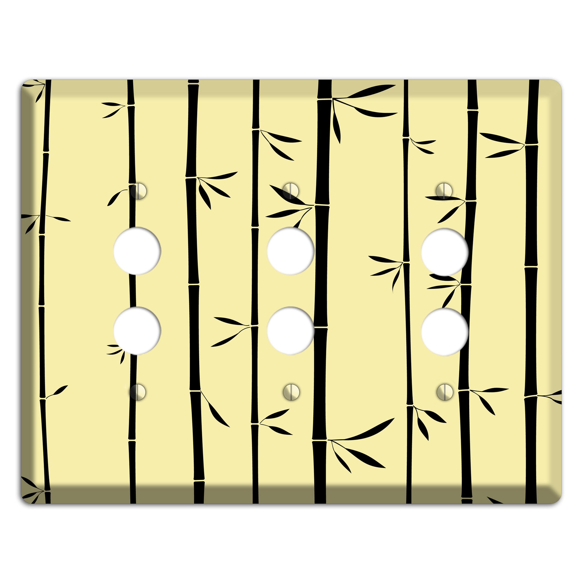 Yellow and Black Bamboo 3 Pushbutton Wallplate