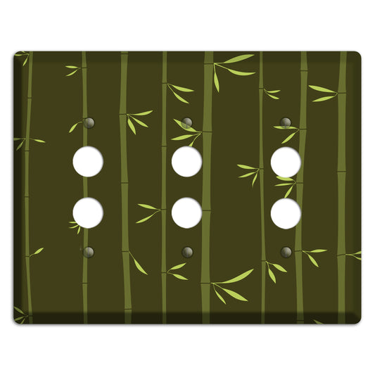 Dark Green Bamboo 3 Pushbutton Wallplate
