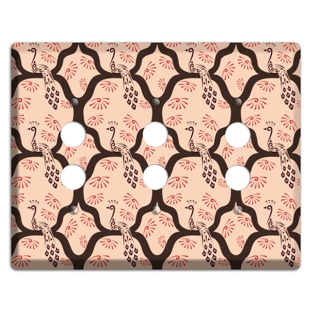 Light Quatrefoil Peacock 3 Pushbutton Wallplate
