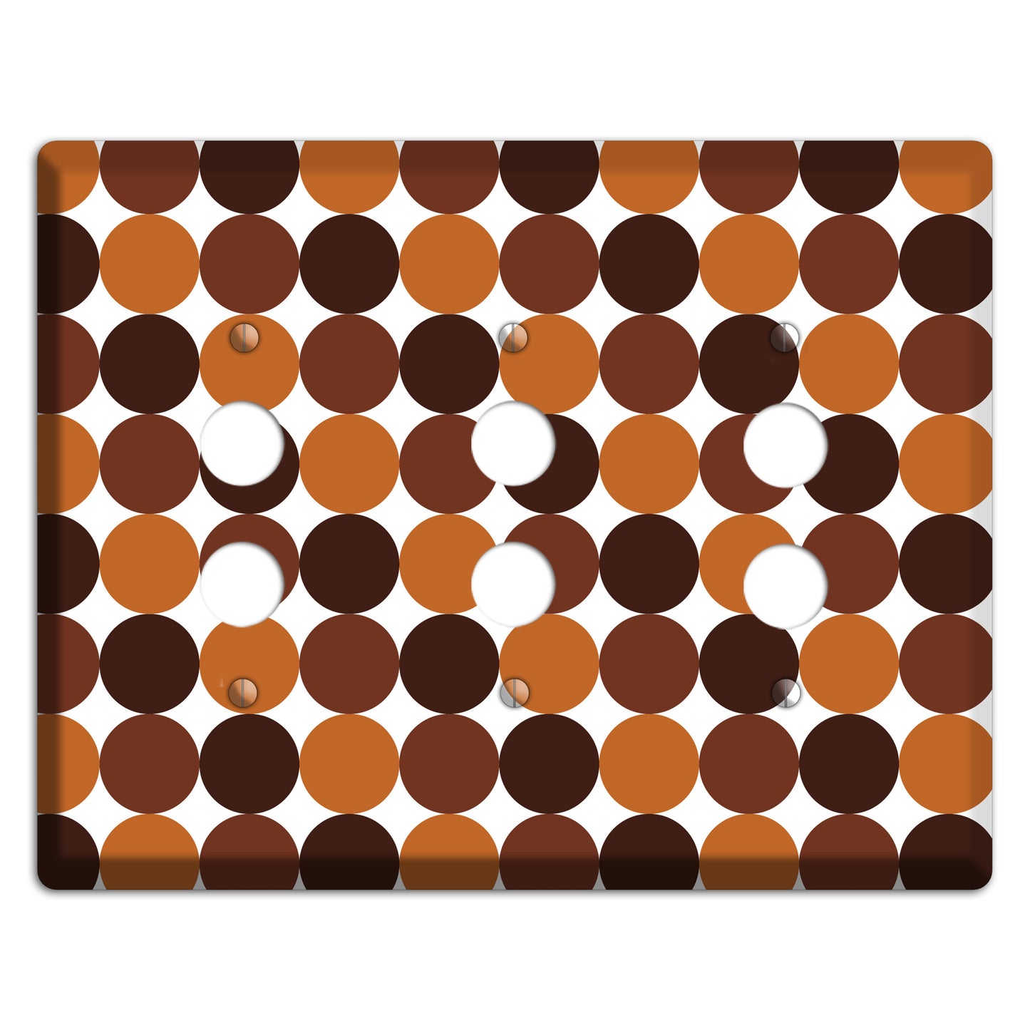 Multi Brown Tiled Dots 3 Pushbutton Wallplate