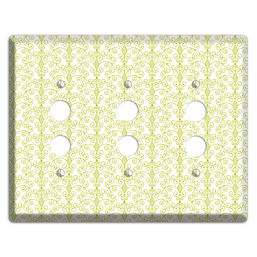 Olive Toile Half Drop 3 Pushbutton Wallplate