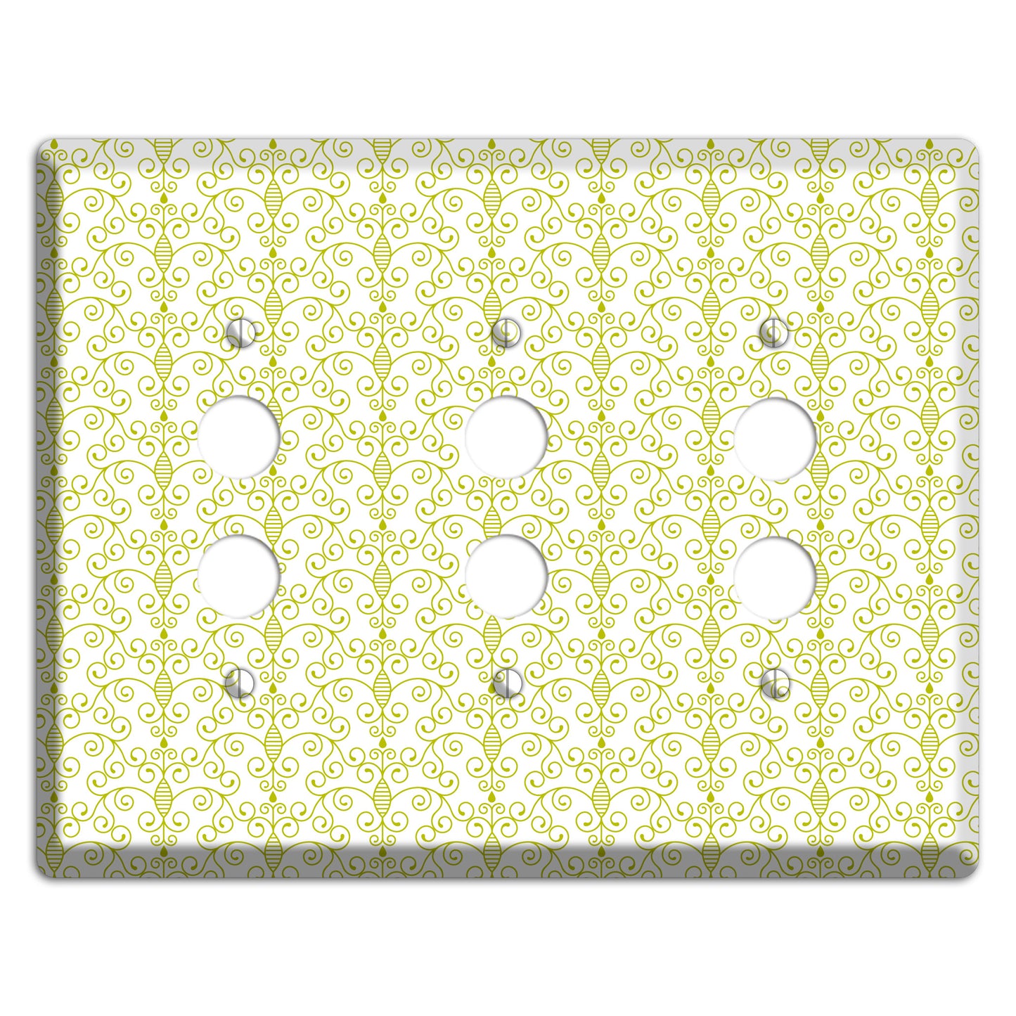 Olive Toile Half Drop 3 Pushbutton Wallplate