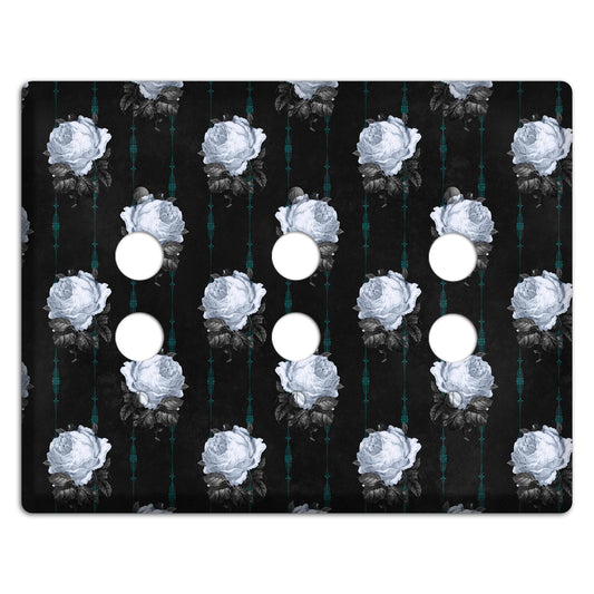 Dramatic Floral Black 3 Pushbutton Wallplate