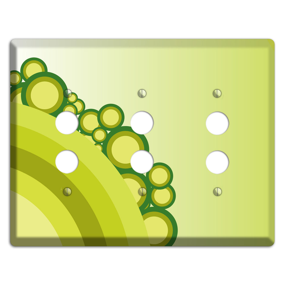 Green Rainbow Dots 3 Pushbutton Wallplate