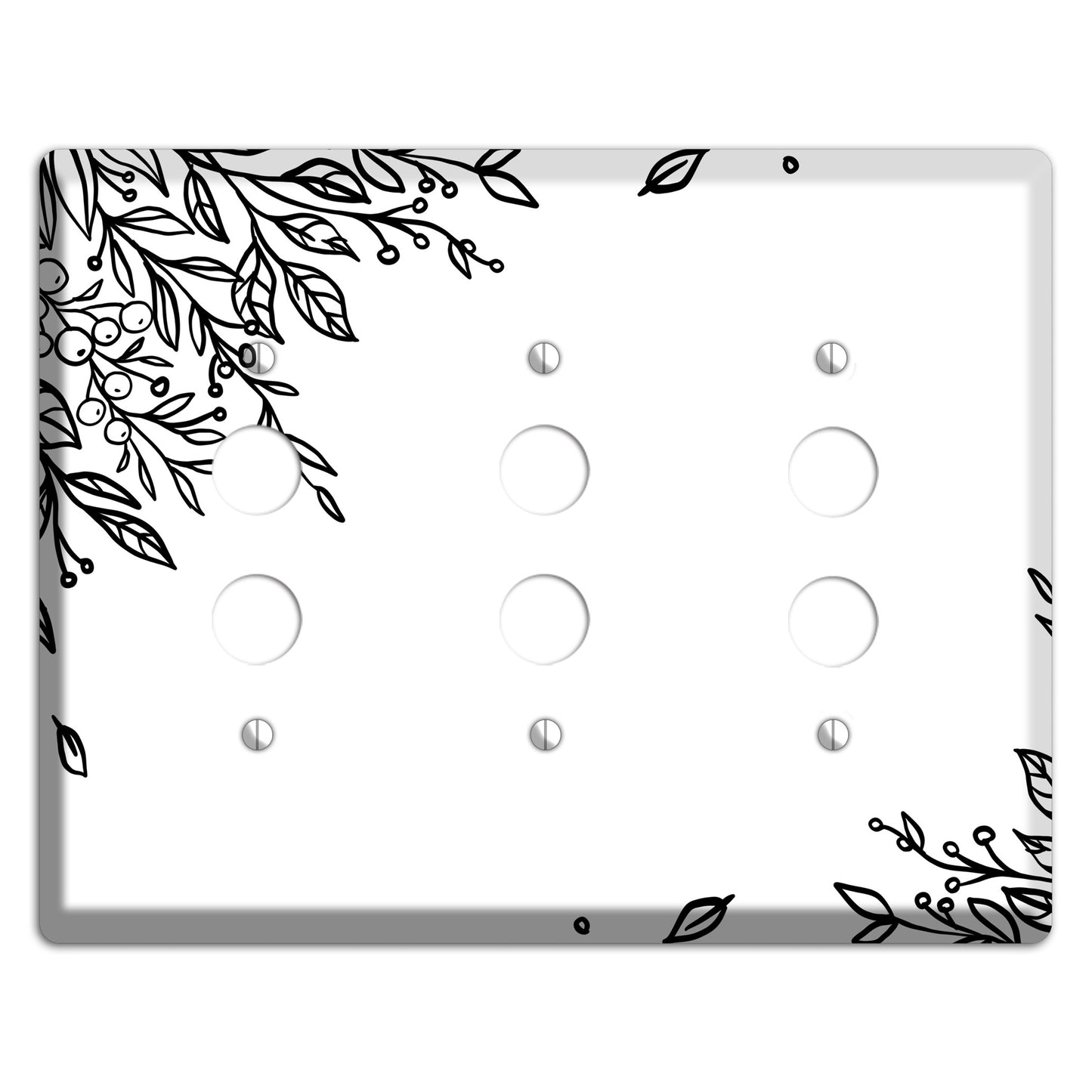 Hand-Drawn Floral 4 3 Pushbutton Wallplate