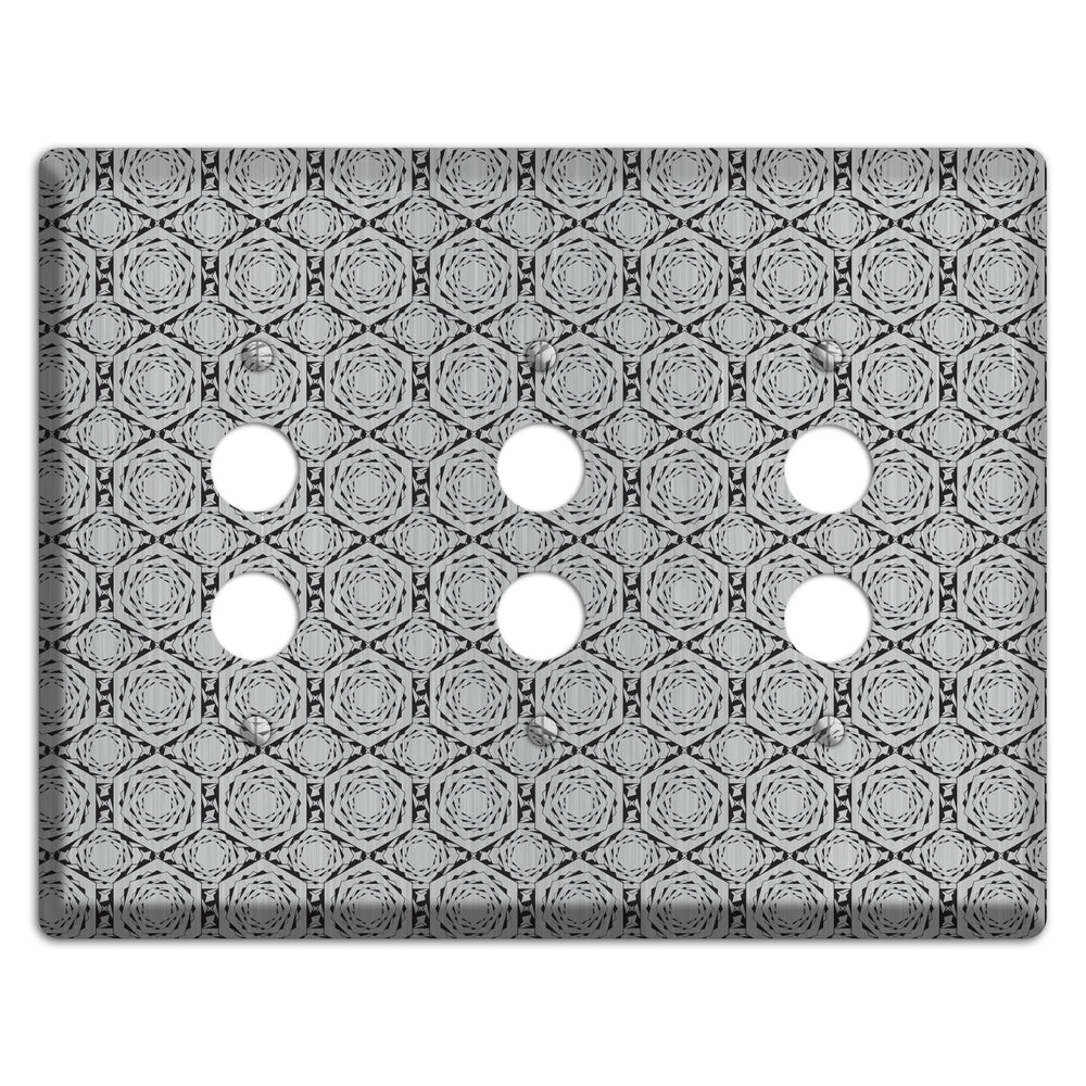 Overly Hexagon Rotation Stainless Steel 3 Pushbutton Wallplate