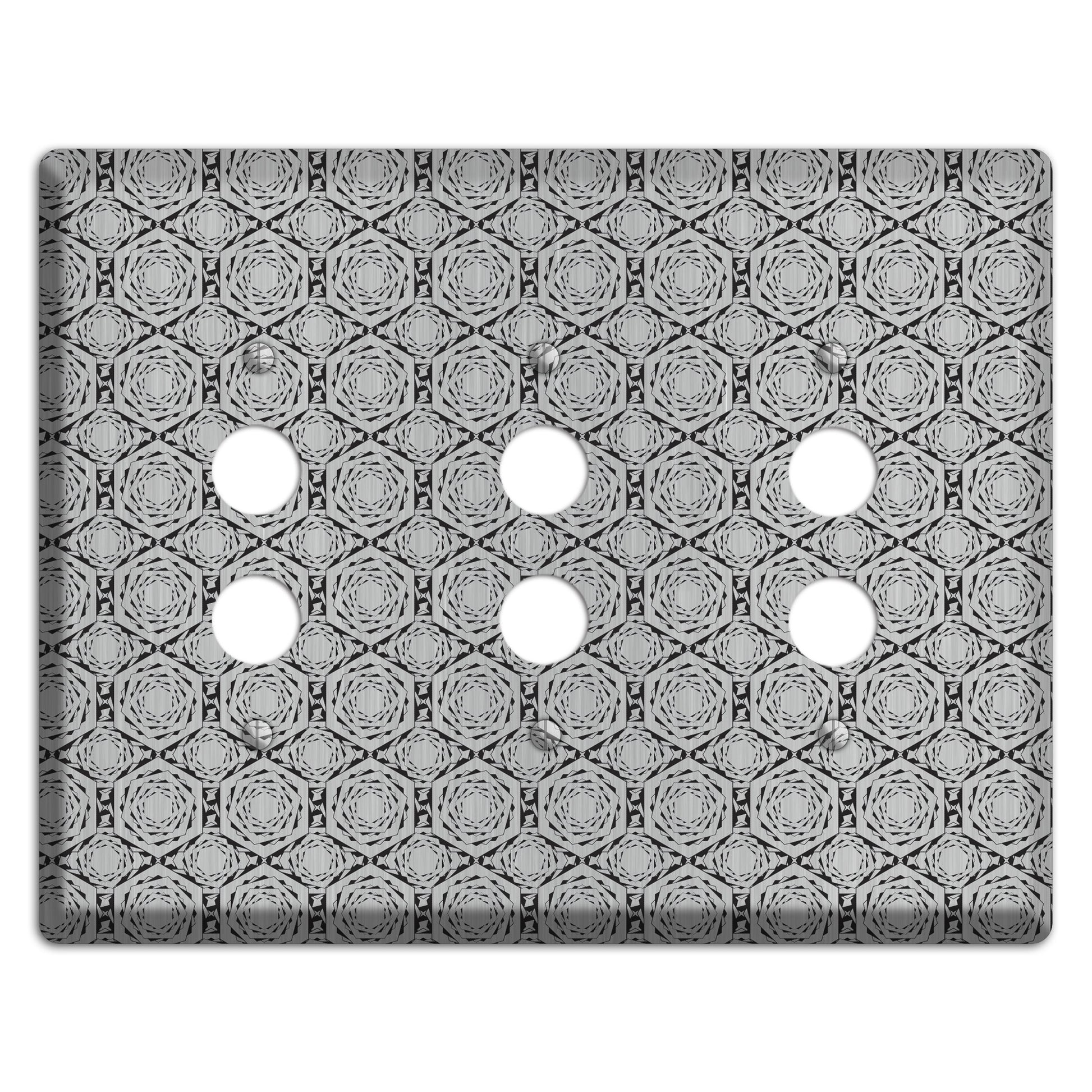 Overly Hexagon Rotation  Stainless 3 Pushbutton Wallplate