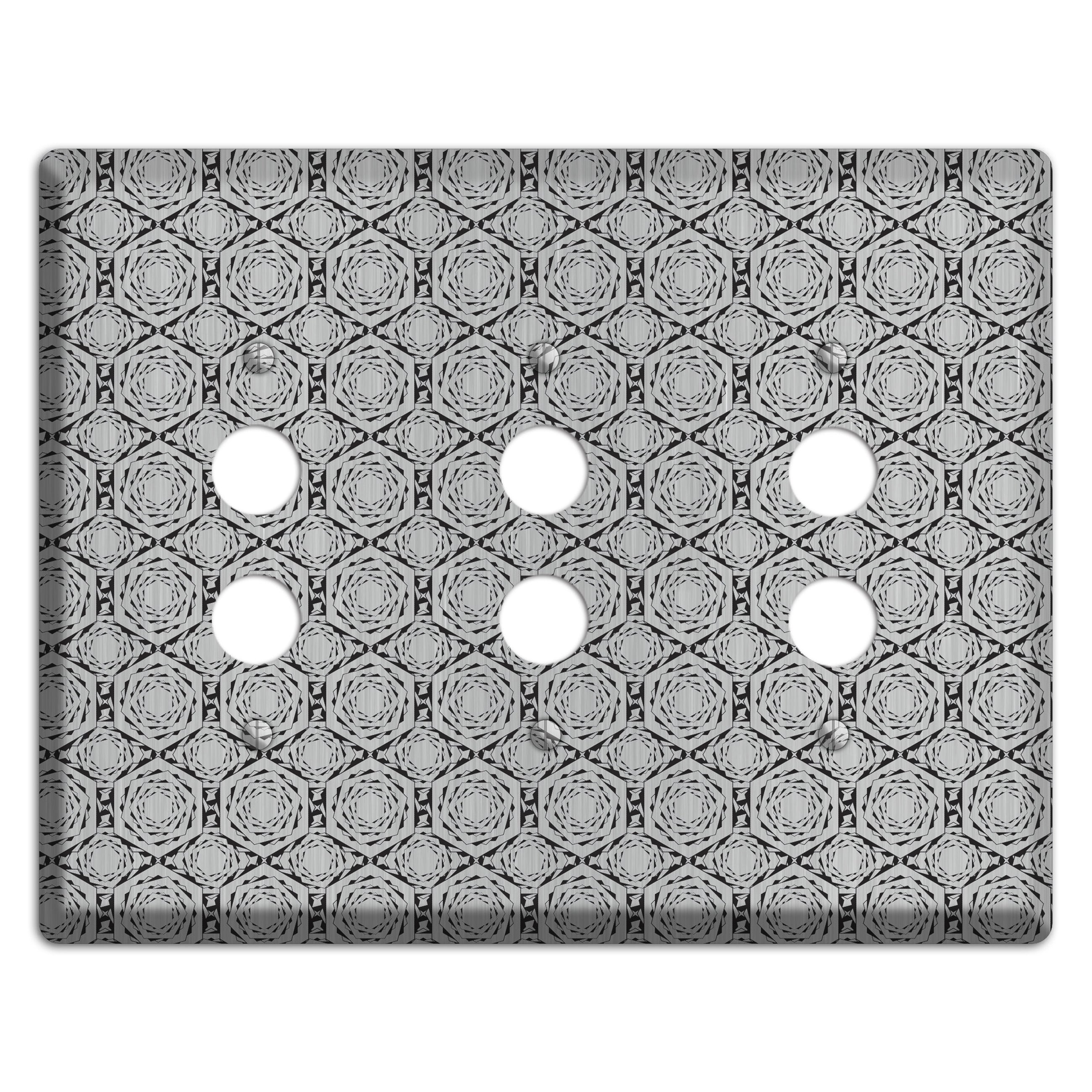 Overly Hexagon Rotation  Stainless 3 Pushbutton Wallplate