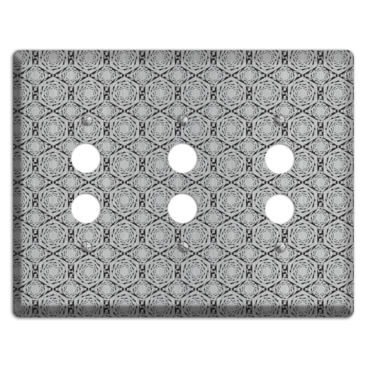 Overly Hexagon Rotation  Stainless 3 Pushbutton Wallplate