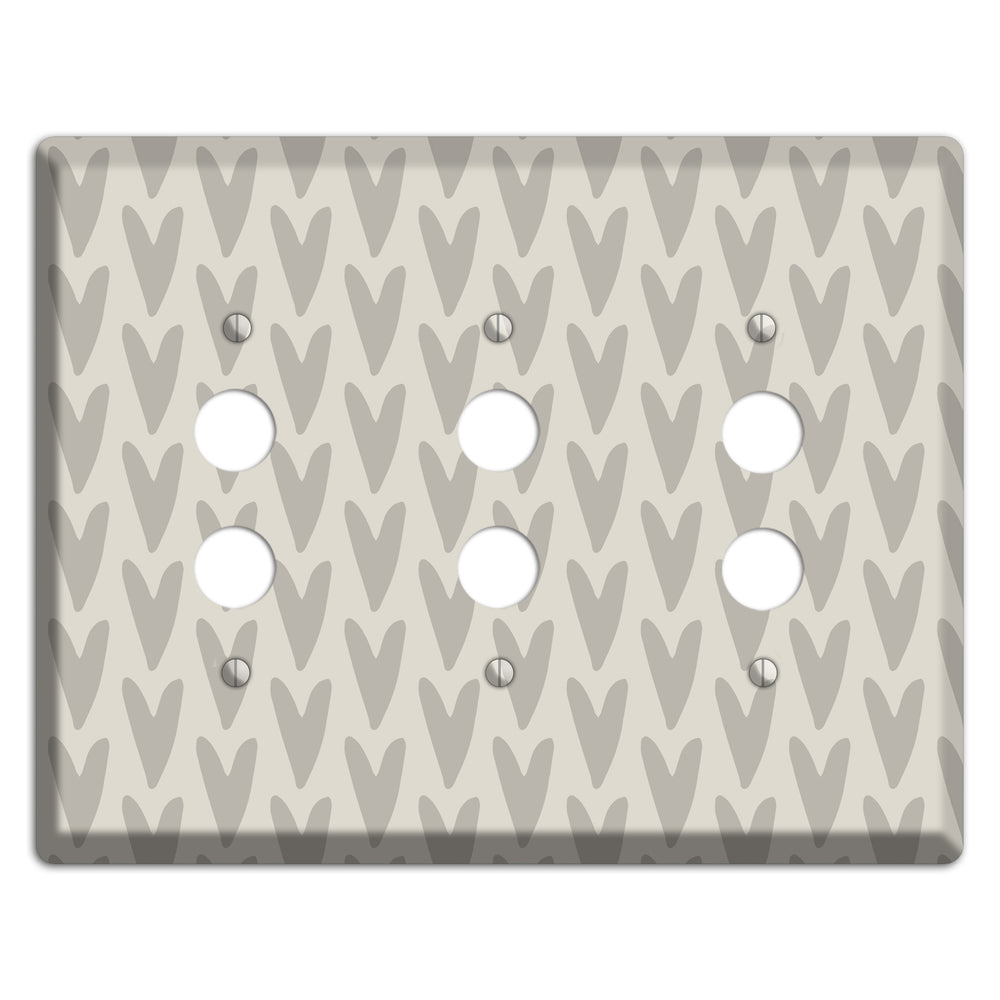 Simple Scandanavian Style I 3 Pushbutton Wallplate
