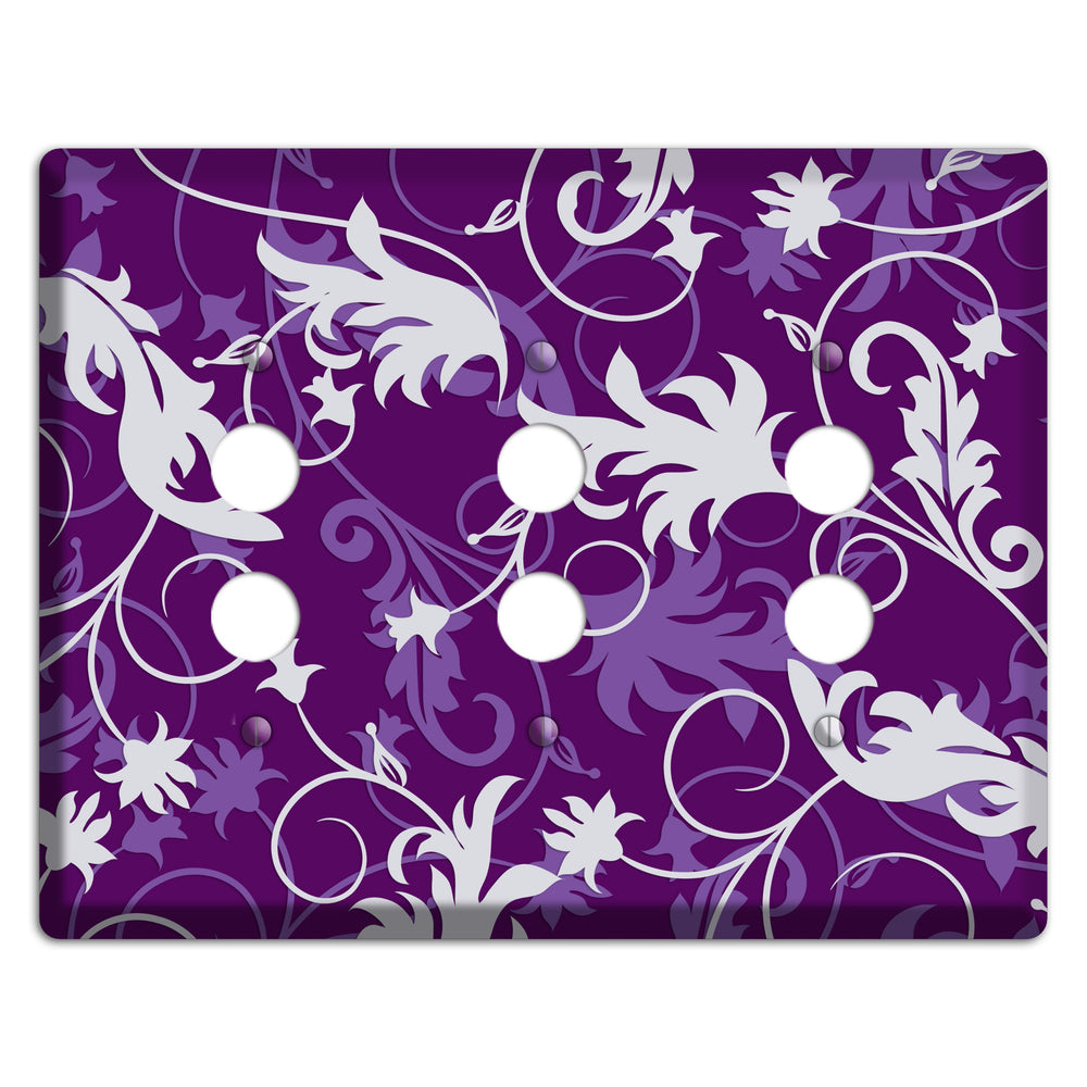 Purple Victorian 3 Pushbutton Wallplate