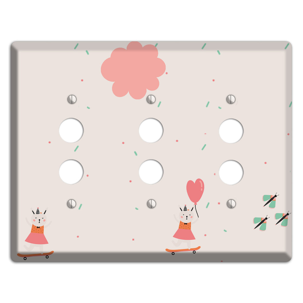 Skateboard Kitty 3 Pushbutton Wallplate