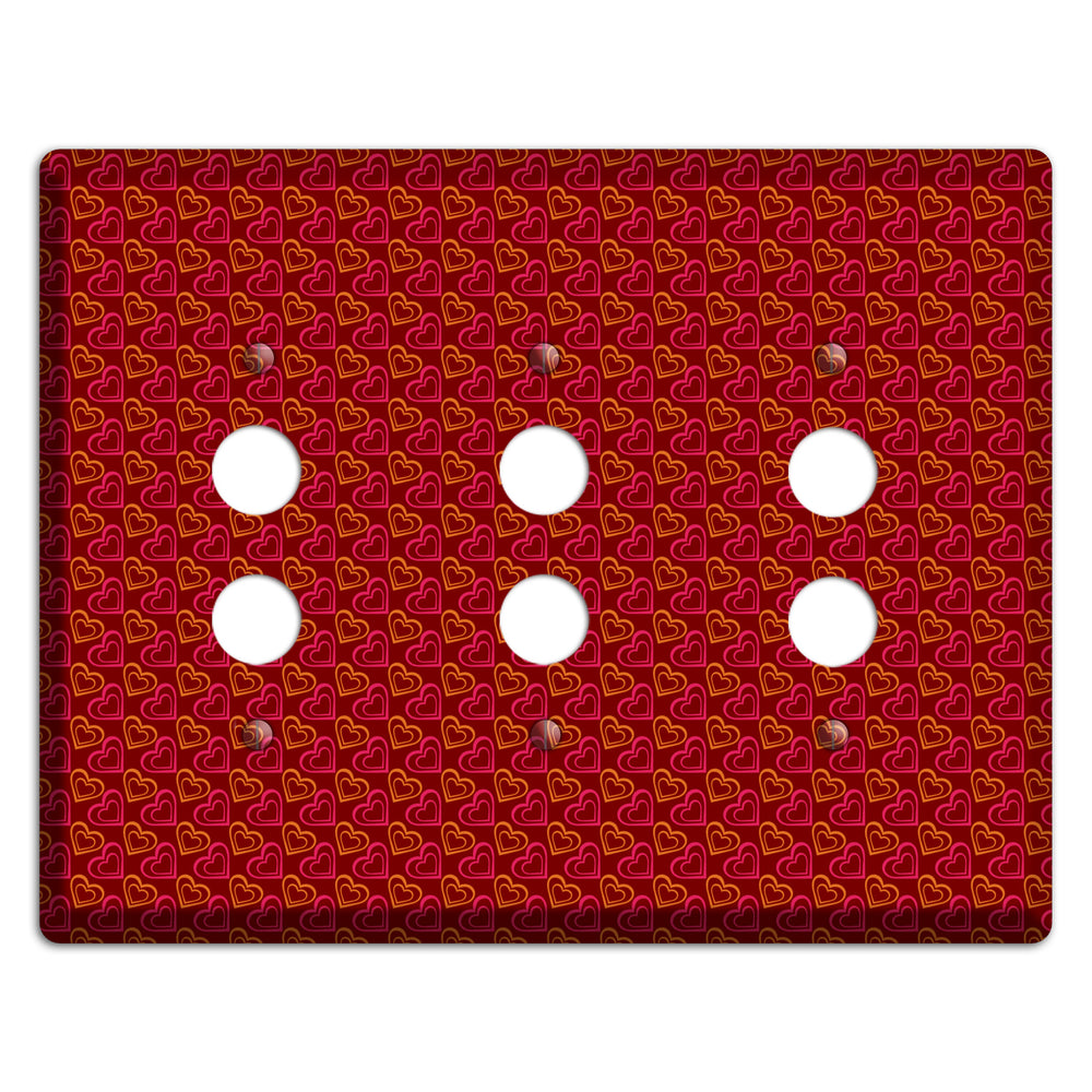 Red and Orange Hearts 3 Pushbutton Wallplate