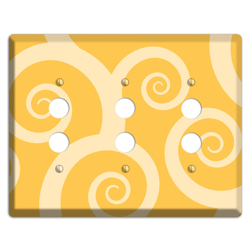 Yellow Tones Large Swirl 3 Pushbutton Wallplate