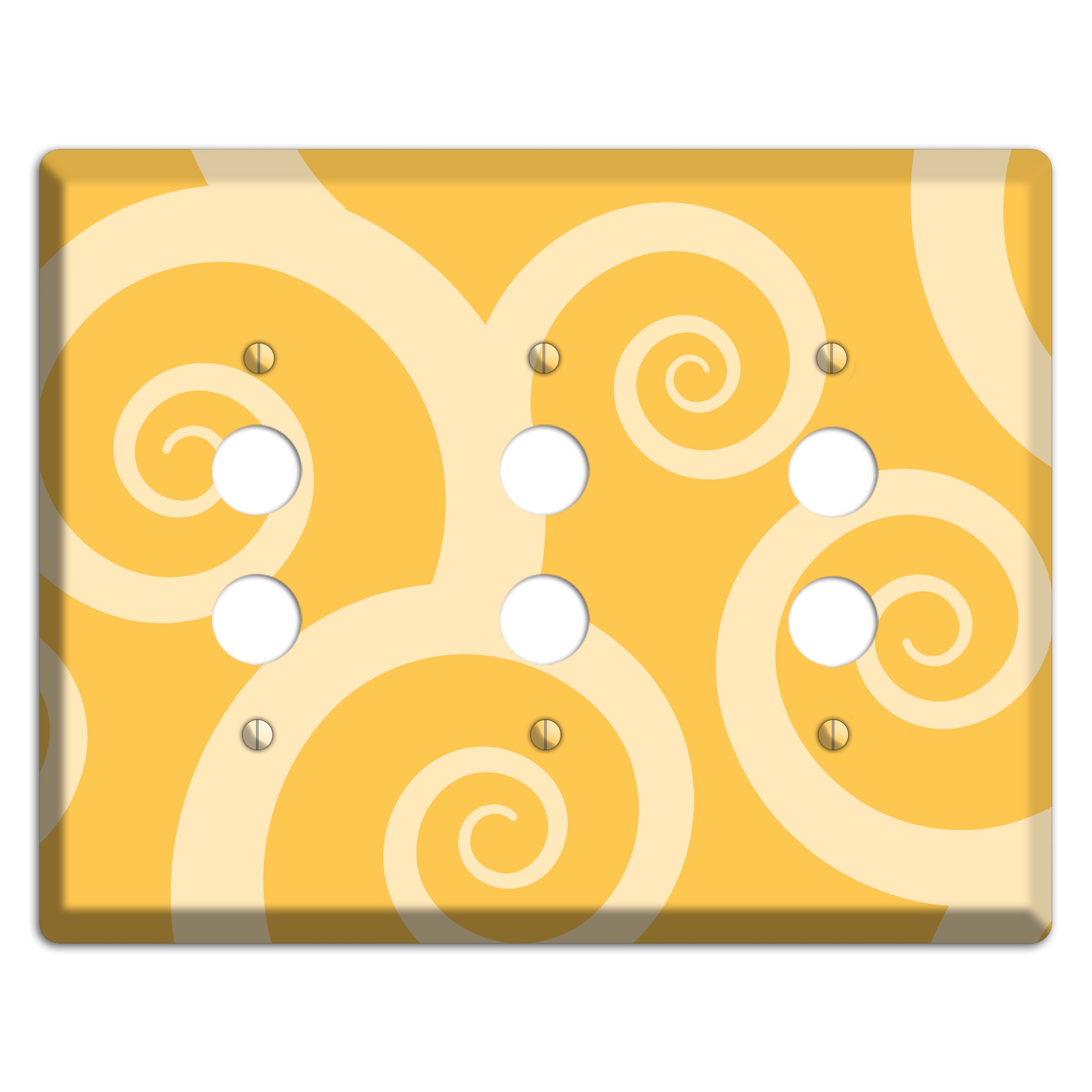Yellow Tones Large Swirl 3 Pushbutton Wallplate