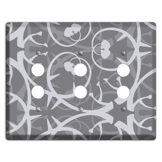Grey Abstract Swirl 3 Pushbutton Wallplate