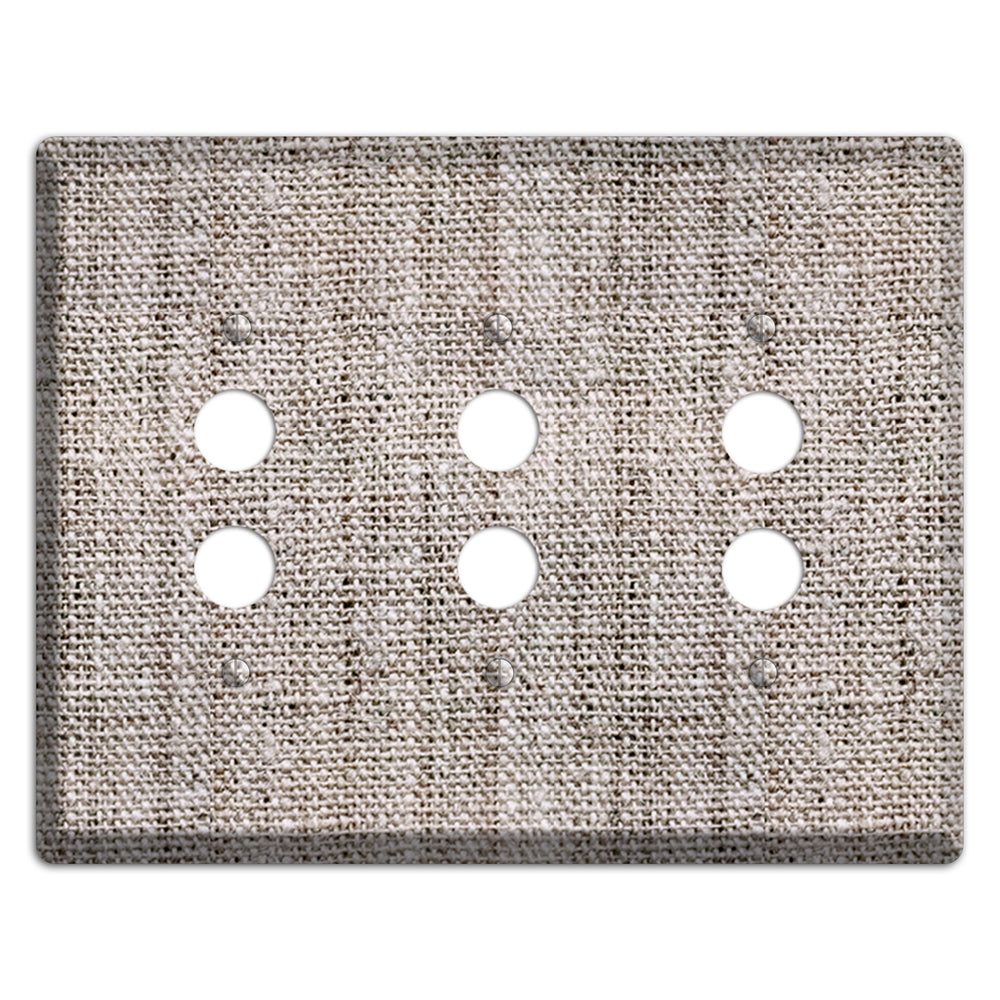 Natural Gray Burlap 3 Pushbutton Wallplate