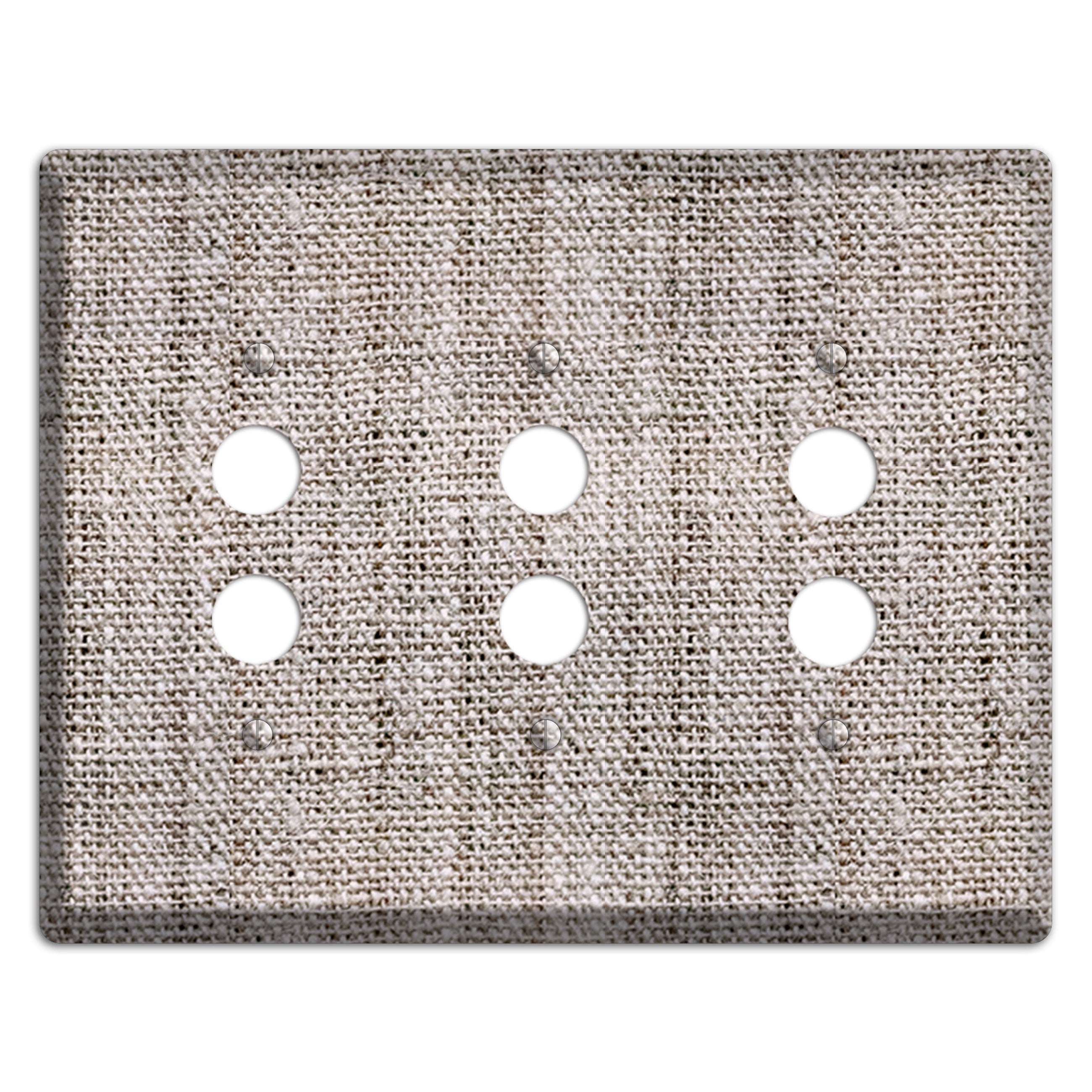 Natural Gray Burlap 3 Pushbutton Wallplate