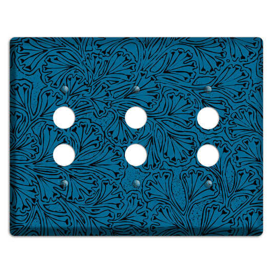 Deco Blue Interlocking Floral 3 Pushbutton Wallplate